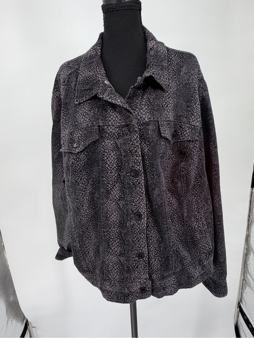 Purple Snake Oversized Button-Up Jacket